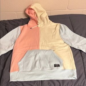 Wesc Colorblock Hoodie in Pink, Cream, and Blue